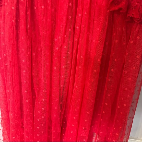 Choosy Womens Sleeveless Red Polka Dot Ruffle Lace Maxi Lingerie Dress Sz 18 NWT - Picture 6 of 14